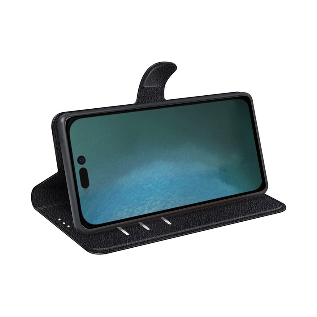 Flip Stand Leather Wallet Case For iPhone 14 Pro Black hos Phonecare.se