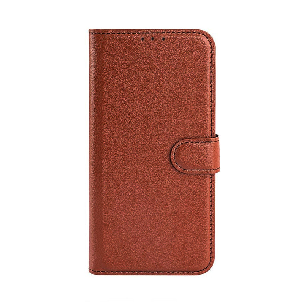 Flip Stand Leather Wallet Case For iPhone 14 Brown hos Phonecare.se