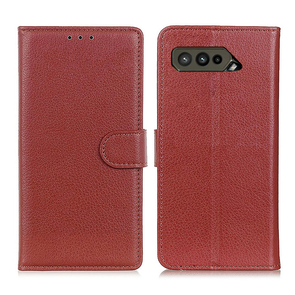 Flip Stand Leather Wallet Case For Asus ROG Phone 5s Brown hos Phonecare.se