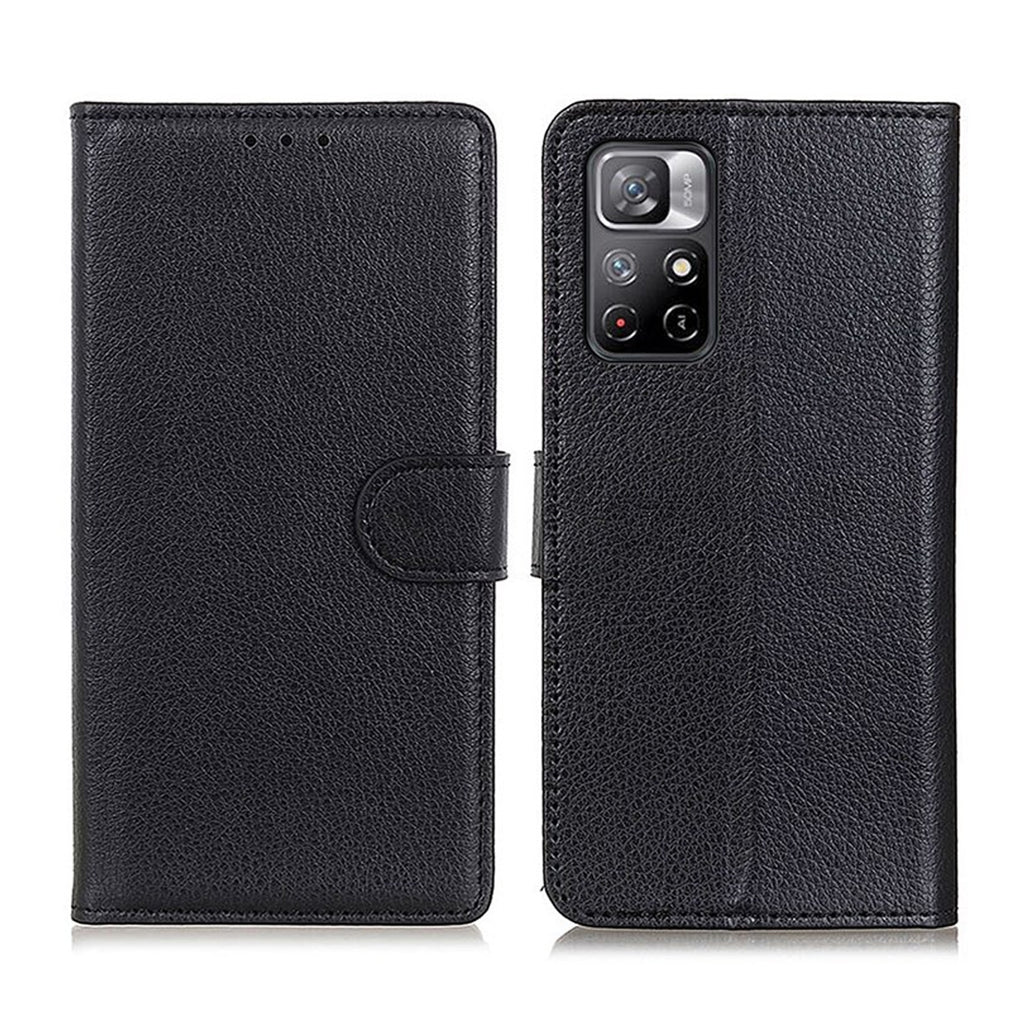 Flip Stand Leather Wallet Case For Redmi Note 11 Black hos Phonecare.se