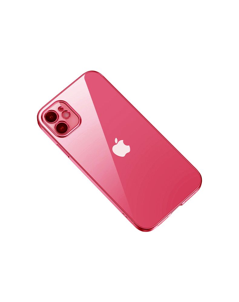 Mobilskal med Kameraskydd iPhone 12 Röd/Klar