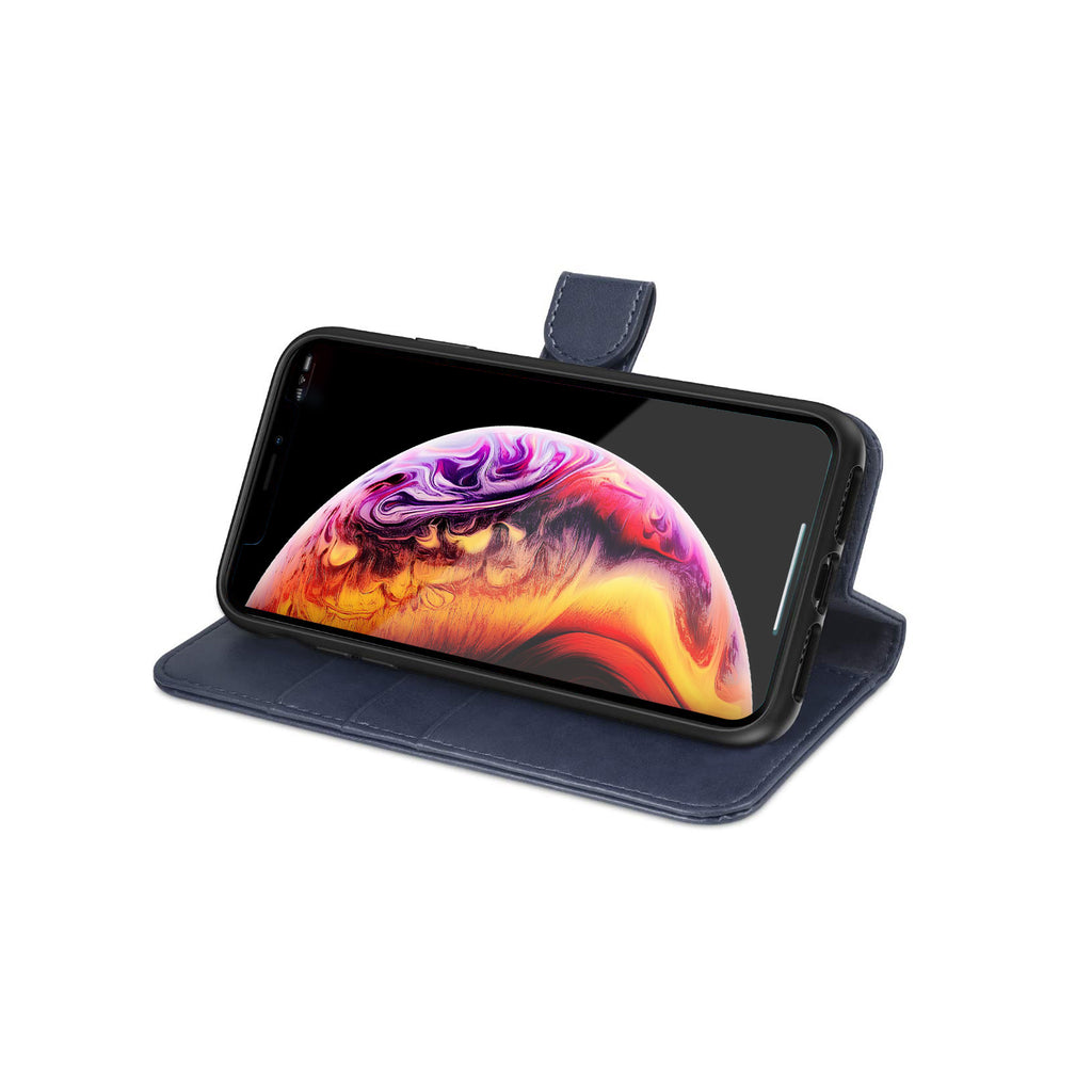 G-SP Plånboksfodral Stativ och extra Kortfack iPhone XS Max Blå