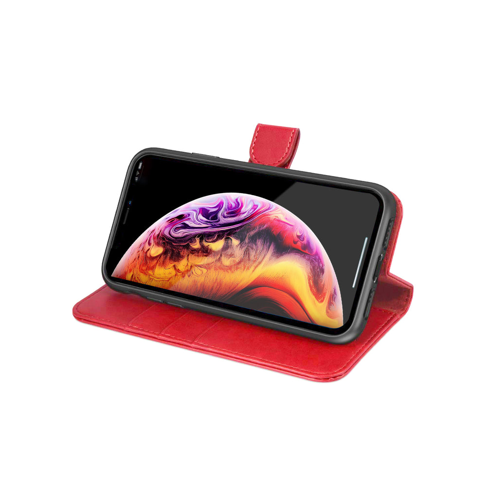 G-SP Plånboksfodral Magnetiskt Läder Stativ iPhone XR Röd hos Phonecare.se