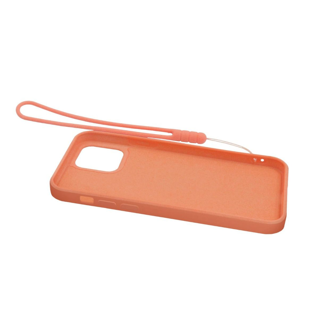 iPhone 12/12 Pro Soft Liquid Silicone Case Orange with Magnetic Ring Holder Stand and Slim Hands Strap High Quality