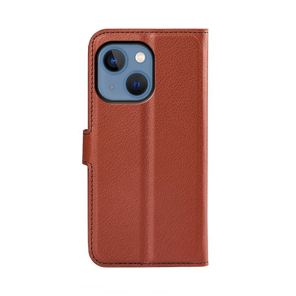 Flip Stand Leather Wallet Case For iPhone 14 Max Brown hos Phonecare.se