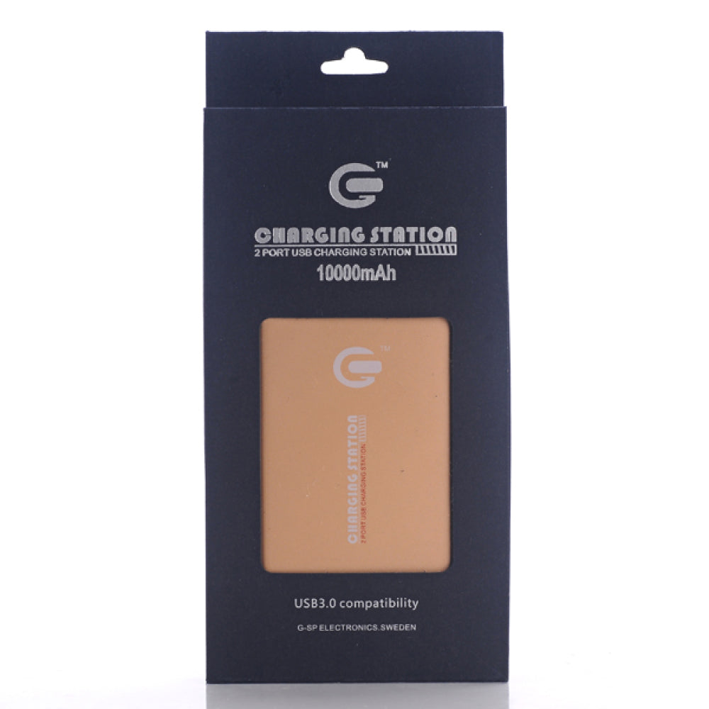 G-SP Powerbank 10000mAh 2 USB High Speed charge Small Size Gold hos Phonecare.se
