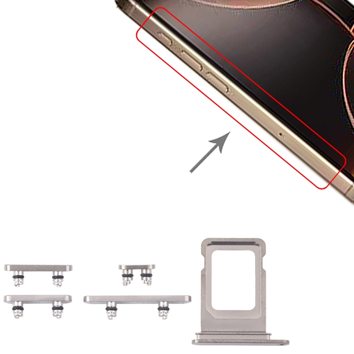 Knappar och Simkorthållare för iPhone 16 Pro och 16 Pro Max - Naturlig Titan - Image 2