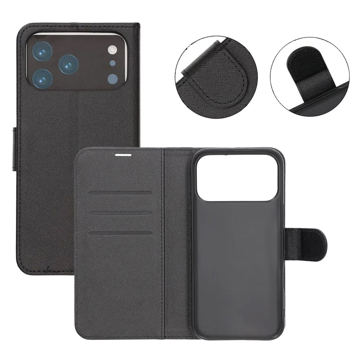 Plånboksfodral med stativ till iPhone 17 Pro Max - Svart - Image 5