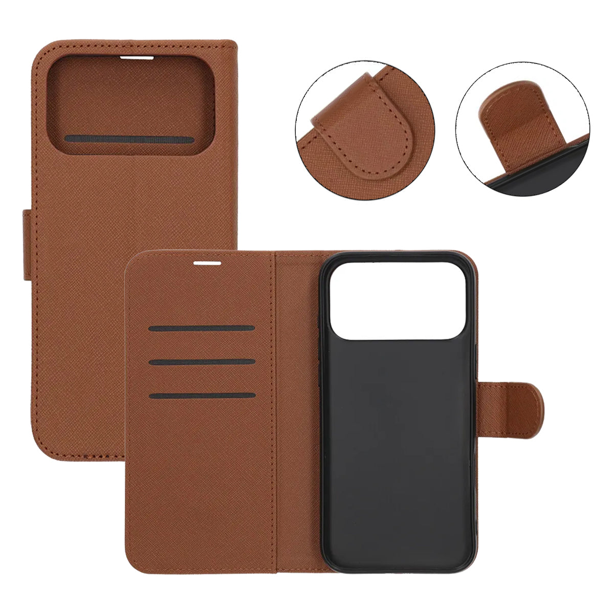 Plånboksfodral med stativ till iPhone 17 Pro Max - Brun - Image 5