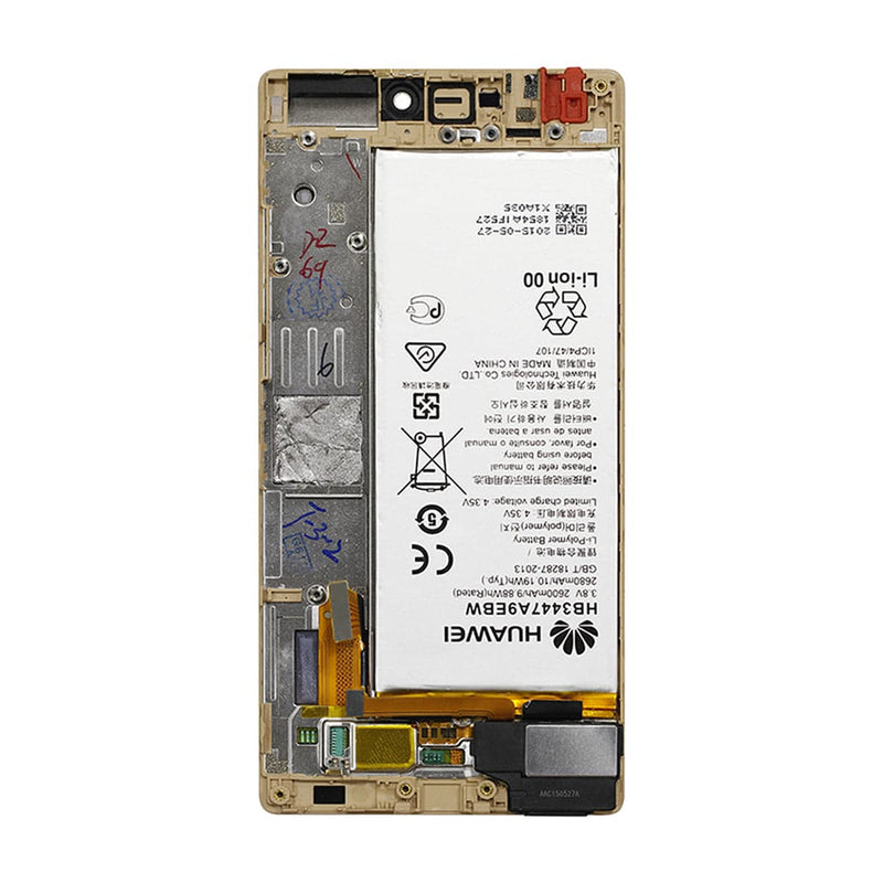 Huawei P8 Skärm/Display med Batteri OEM - Guld 