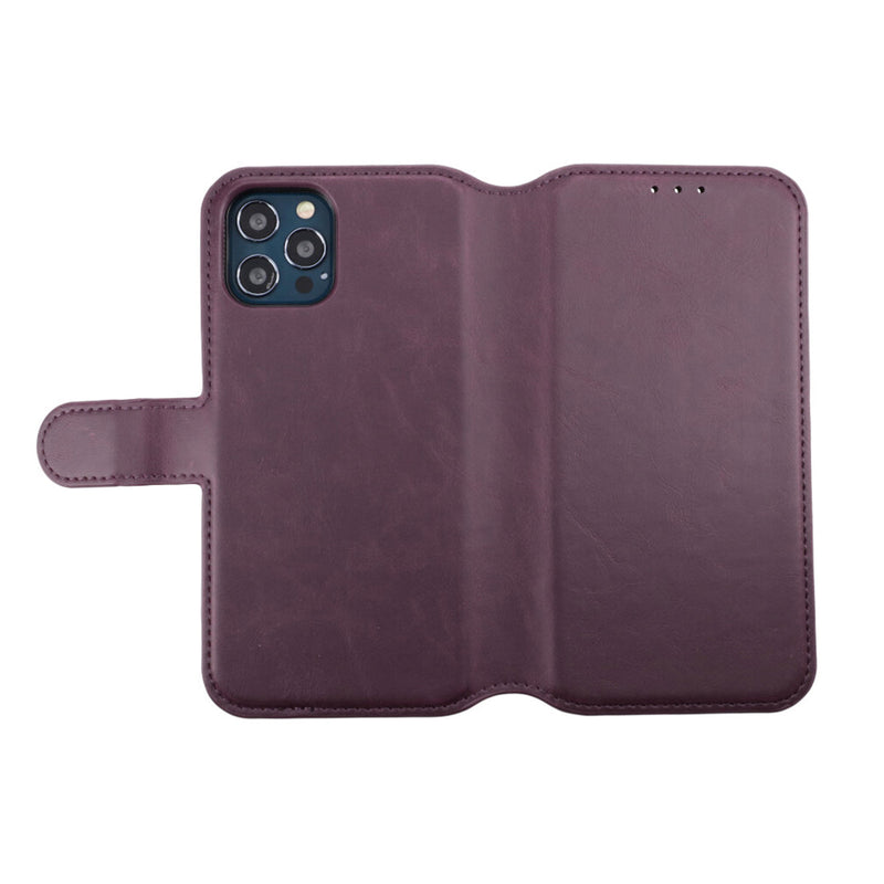 iPhone 12/12 Pro Plånboksfodral Magnet Rvelon - Mörklila 