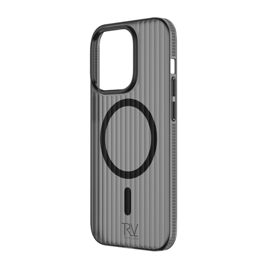 iPhone 14 Pro Mobilskal Korrugerad med Magsafe Rvelon - Grå - PhonecareMobilskalGrå
