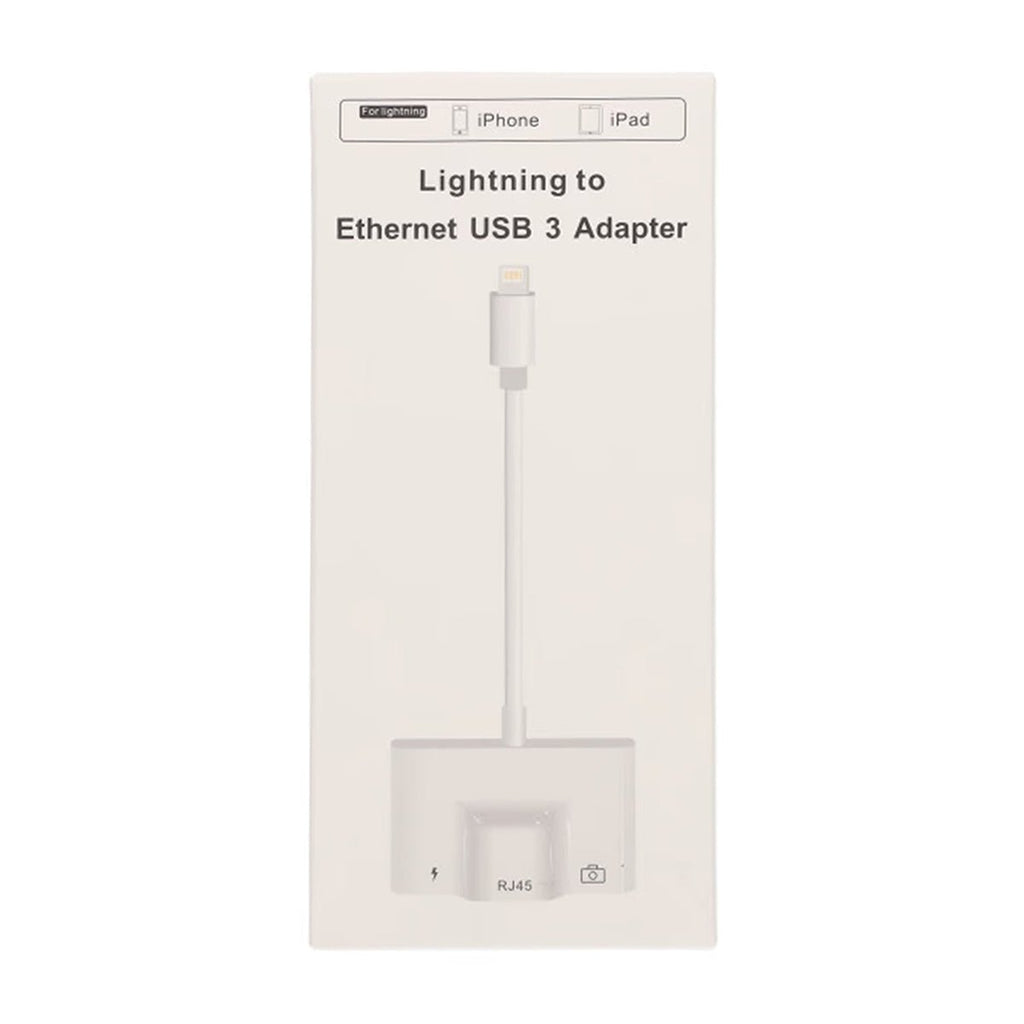Lightning till Ethernet + Lighnting + USB A - PhonecareAdapter