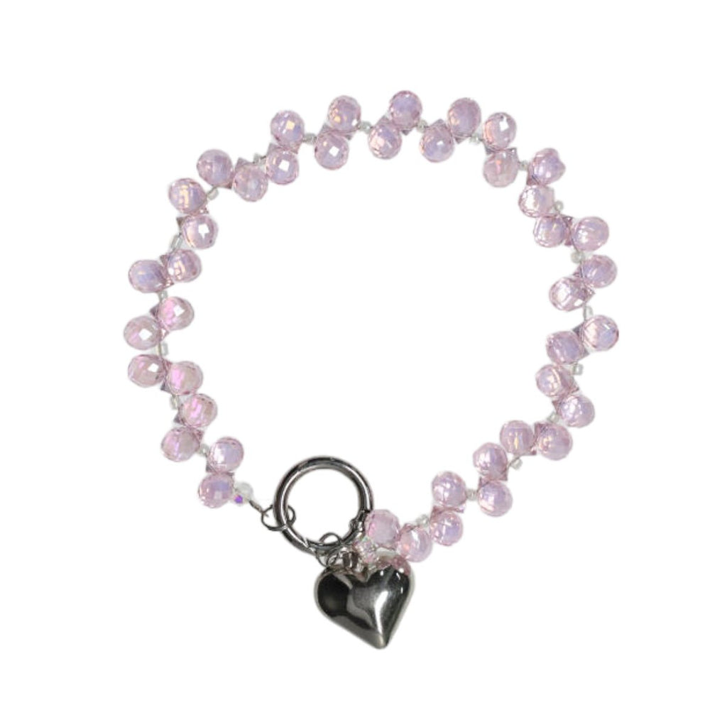 Mobilband med hjärta och pärlor - Rosa