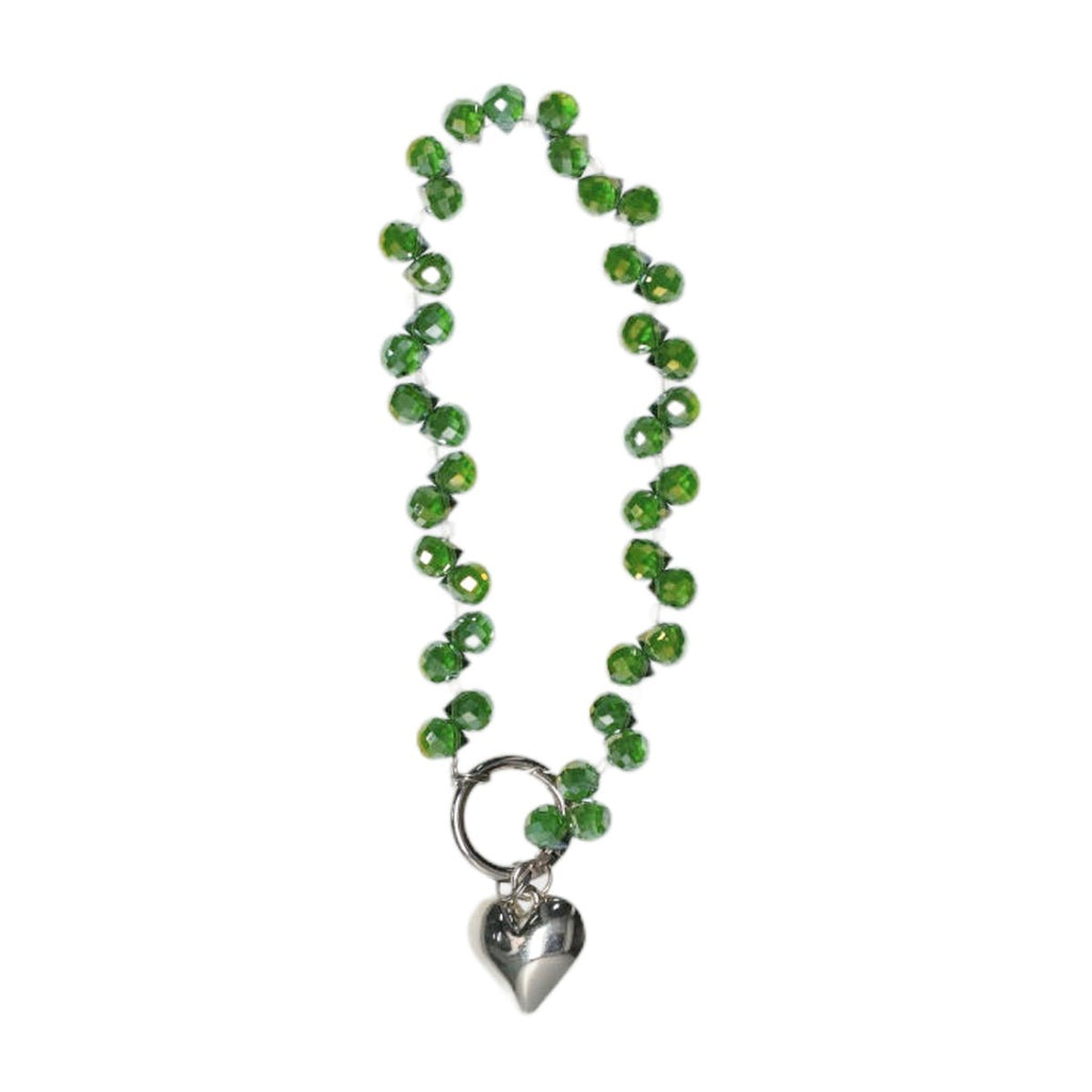 Mobilband med Pärlor och Hjärta - Grön