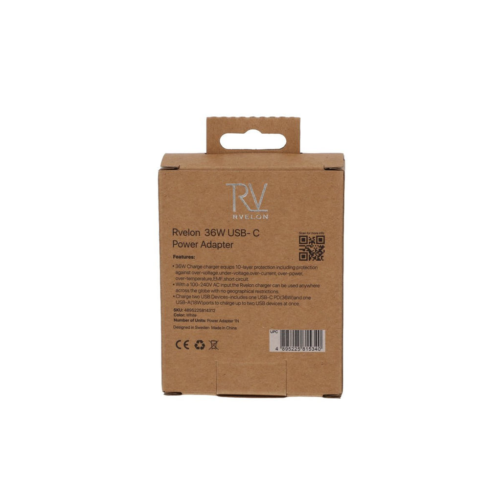 Rvelon Snabbladdare USB - A & USB C 36W