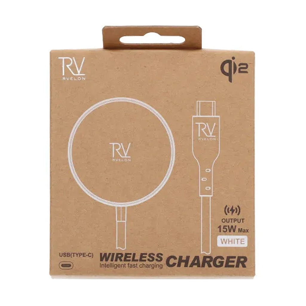 Rvelon Trådlös MagSafe Laddare med Stativ Qi2 15W USB - C - Vit