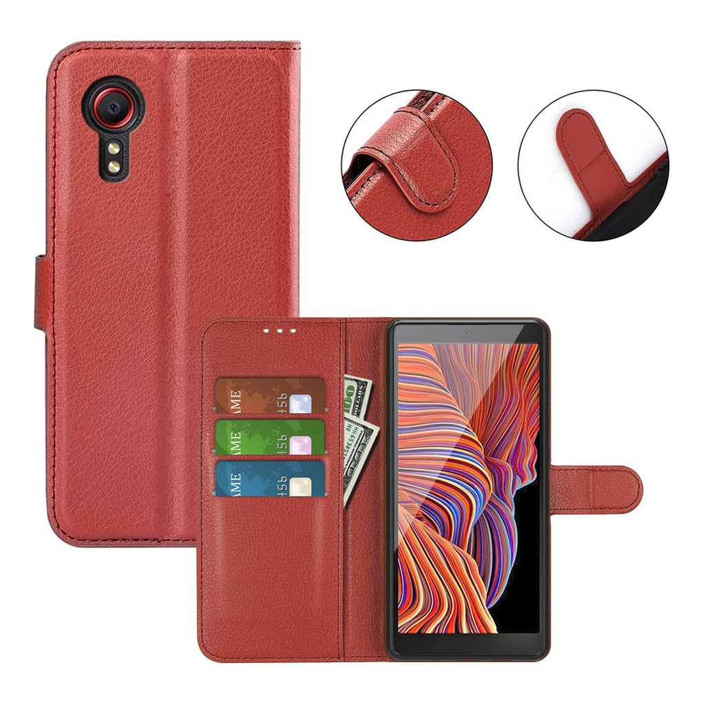 Samsung Galaxy XCover 7 Plånboksfodral med Stativ - Brun