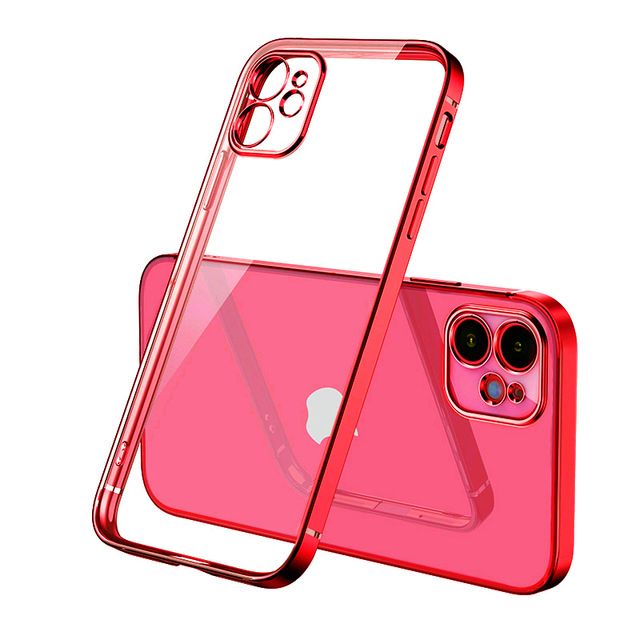 Mobilskal med Kameraskydd iPhone 12 Mini Röd/Klar