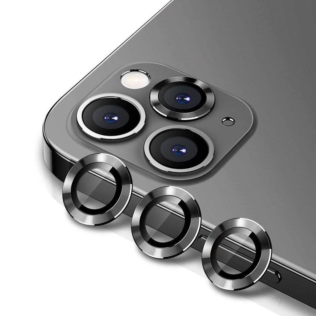 Lins/Kameraskydd Med Metallram iPhone 12 Pro Max Grå (3-pack)
