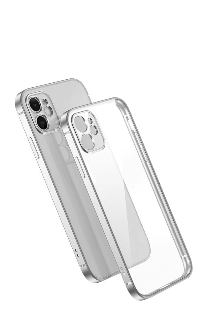 Mobilskal med Kameraskydd iPhone 12 Silver/Klar