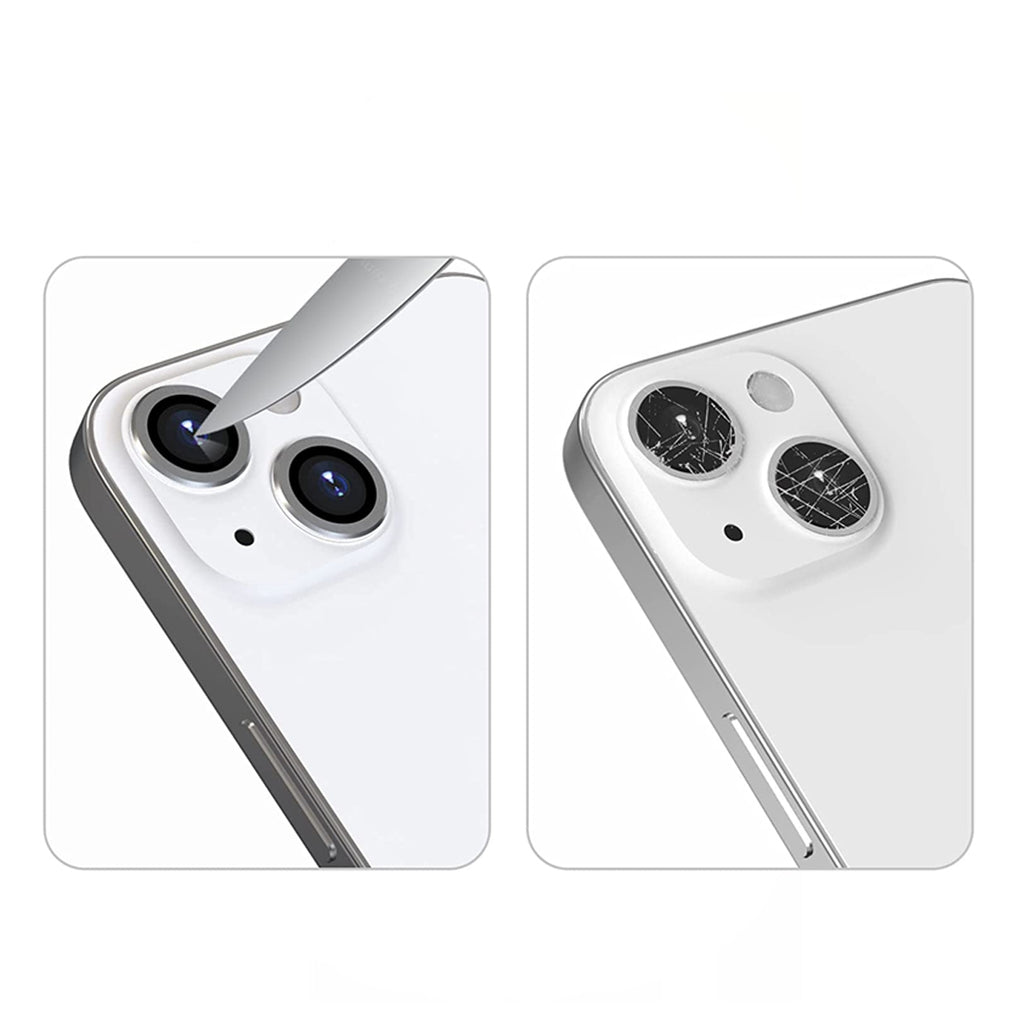 iPhone 13/13 Mini Kameraglas med Ram Silver