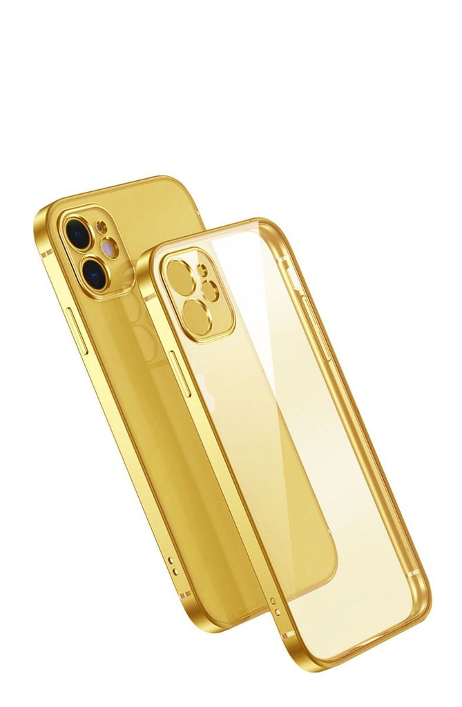 Mobilskal med Kameraskydd iPhone 12 Guld/Klar