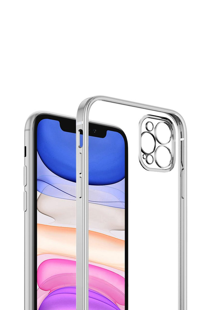 Mobilskal med Kameraskydd iPhone 12 Pro Max - Silver/transparent