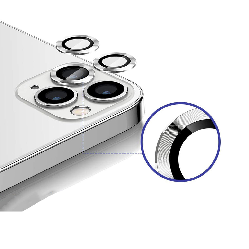Lins/Kameraskydd Med Metallram iPhone 12 Pro Max Silver (3-pack)