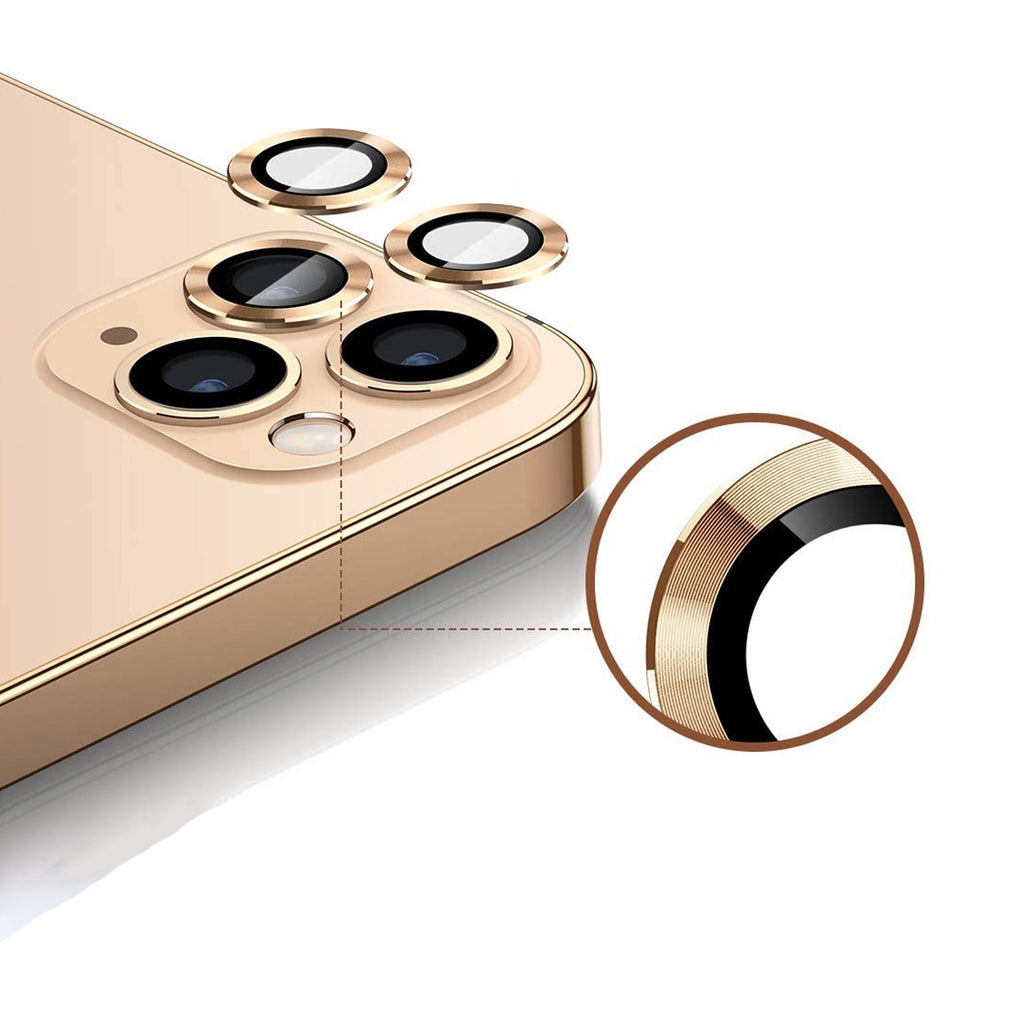 Lins/Kameraskydd Med Metallram iPhone 12 Pro Max Guld (3-pack)