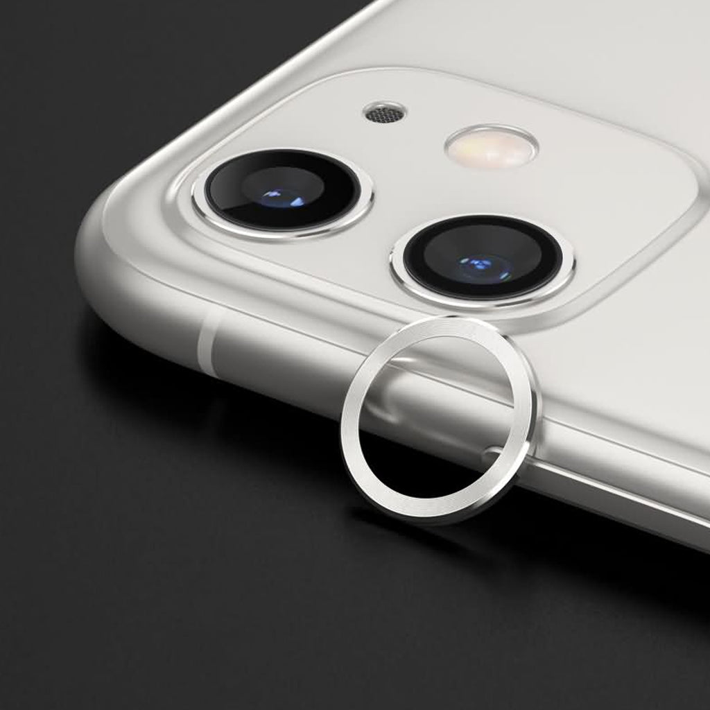 Lins/Kameraskydd med Metallram iPhone 12 Vit (2-pack)