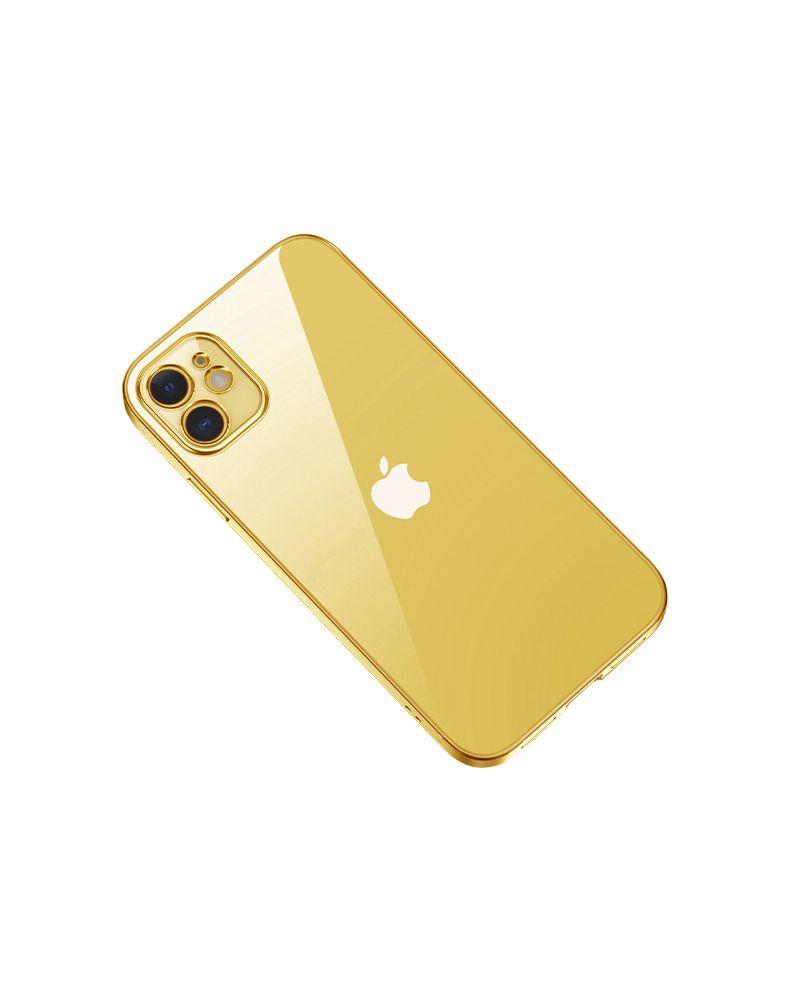 Mobilskal med Kameraskydd iPhone 12 Guld/Klar