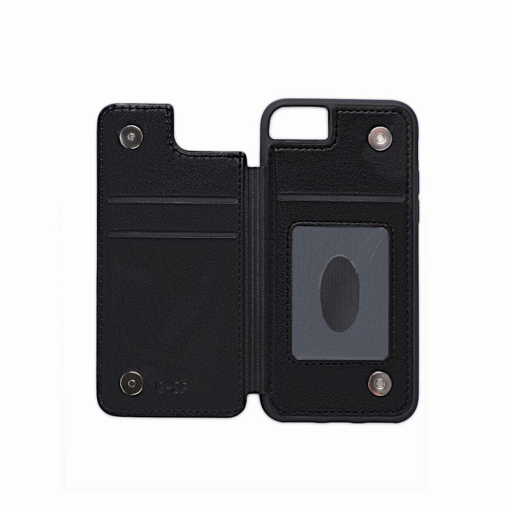 G-SP PU Leather Back Flip Kickstand Card Case Black For iPhone 6/6S/7/8