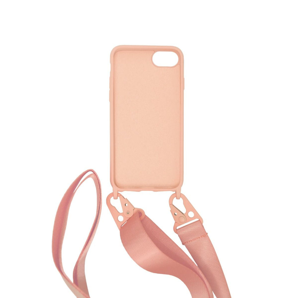 iPhone 7/8/SE 2020 Liquid Silicone Case with Neck Strap High Quality Sand Pink