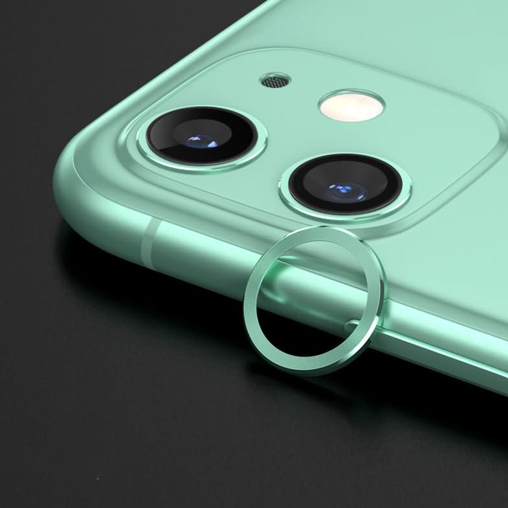 Lins/Kameraskydd med Metallram iPhone 12 Grön (2-pack)
