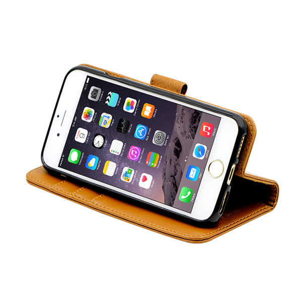 G-SP Plånboksfodral Läder Stativ iPhone 6/6S Brun hos Phonecare.se