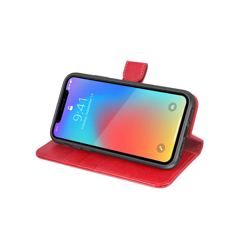 G-SP Plånboksfodral Läder Stativ iPhone X/XS Röd hos Phonecare.se