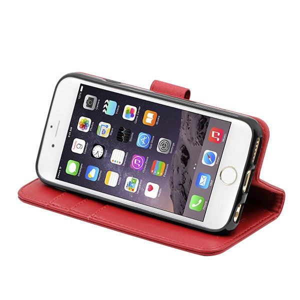 G-SP Plånboksfodral Magnetiskt Läder Stativ iPhone 6/6S Röd hos Phonecare.se