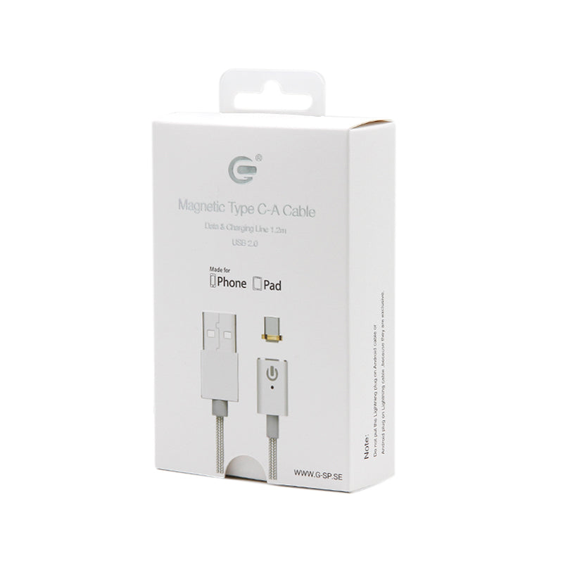 PHONECARE Magnetic Lightning Braided Cable Silver 1.2m hos Phonecare.se