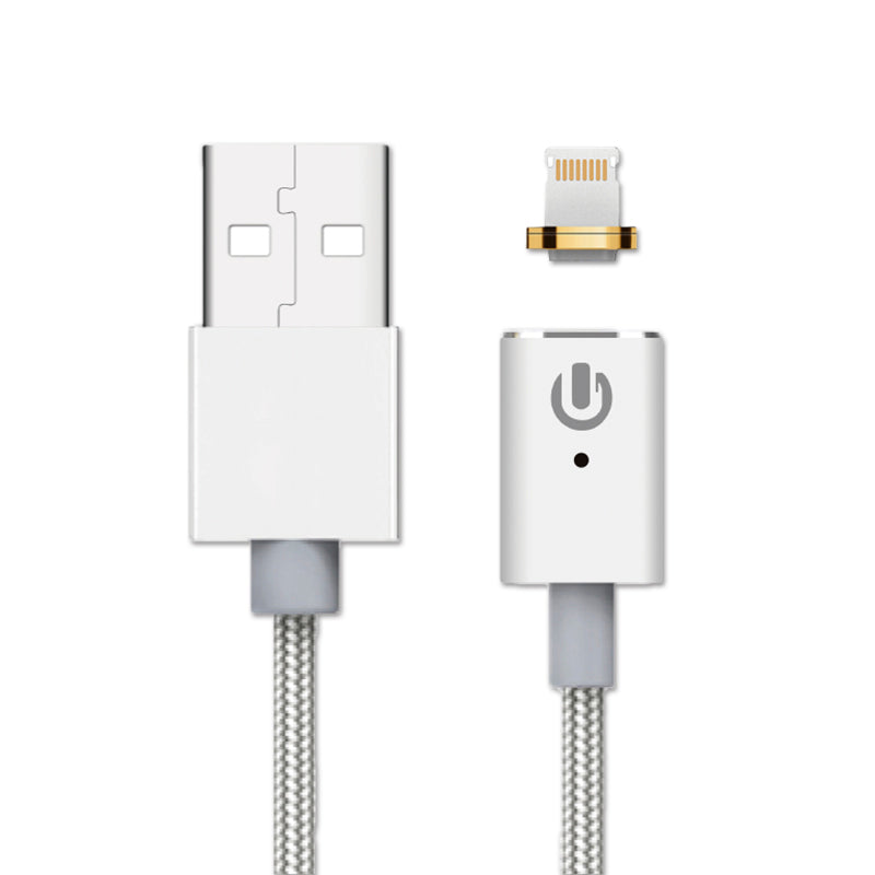 PHONECARE Magnetic Lightning Braided Cable Silver 1.2m hos Phonecare.se