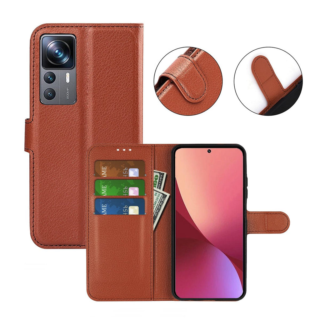Xiaomi 12T/Xiaomi 12T Pro Plånboksfodral med Stativ - Brun
